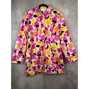 NWT Susan Graver Floral Print Button Front Lightweight Jacket Blazer Women's Med